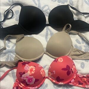Set of 3 Victoria’s Secret Bra Black, Tan, and Floral